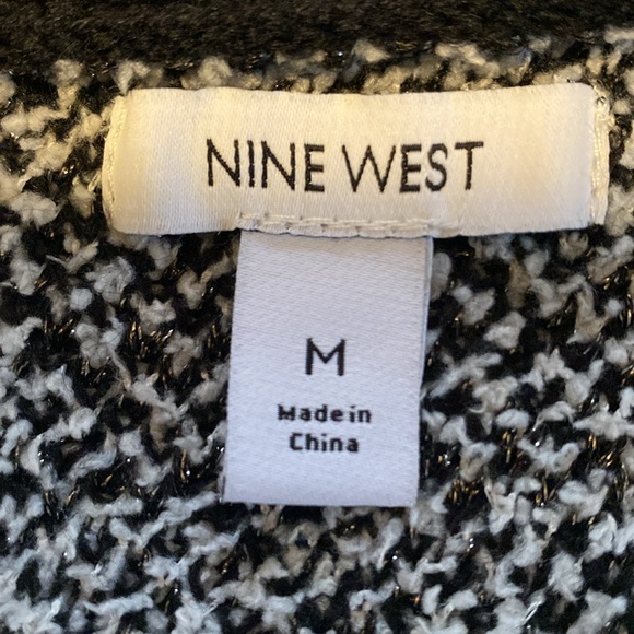 Nine West Black White Open Front Cardigan Coatigan - Picture 9 of 12